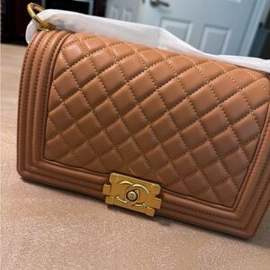 Chanel flap closure brown bag